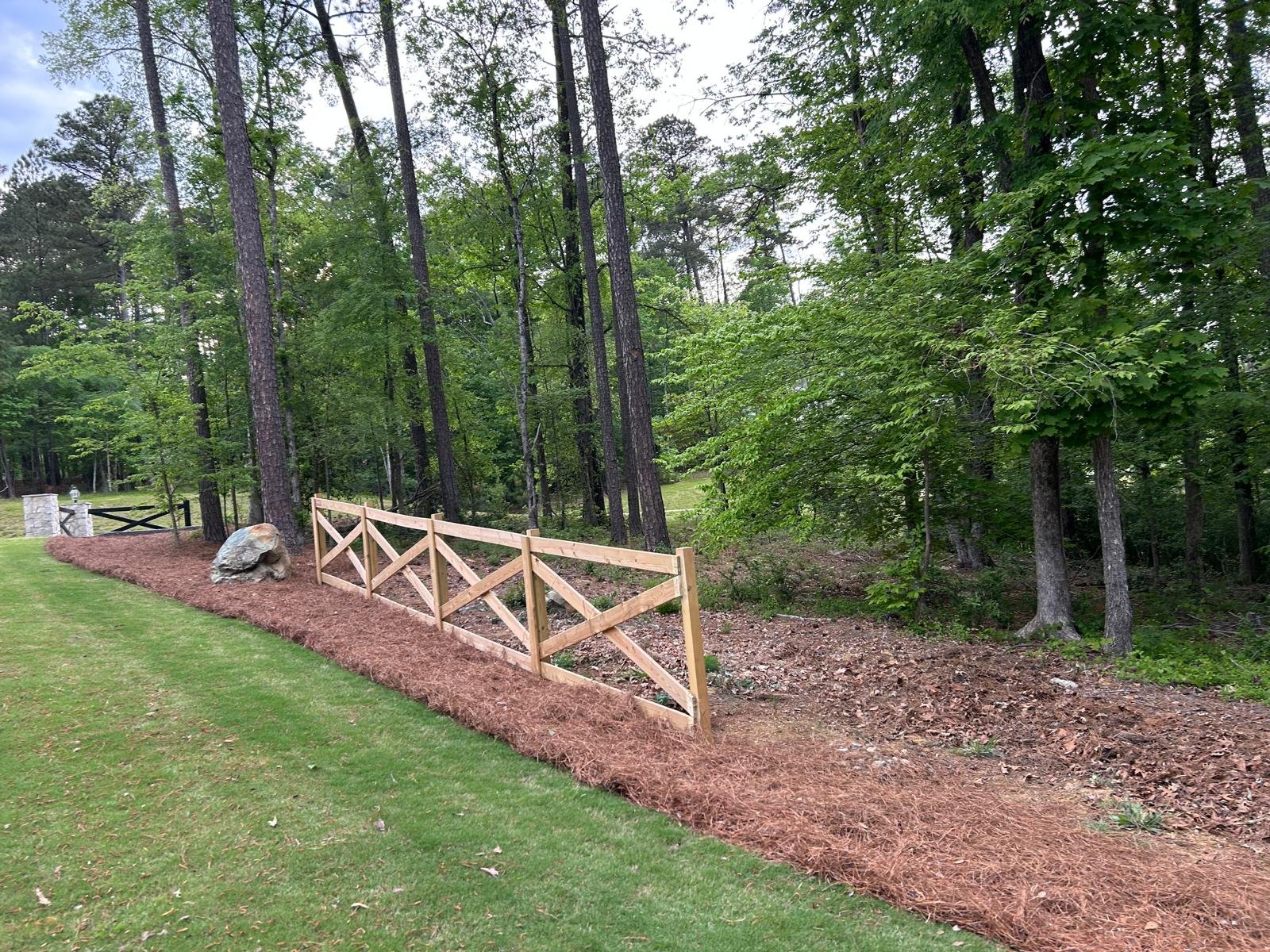 Professional pine straw landscaping work